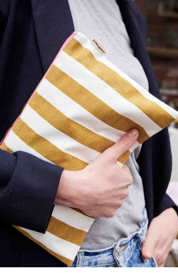 Lili pouch Stripes Caramel / Cream - Rose and April