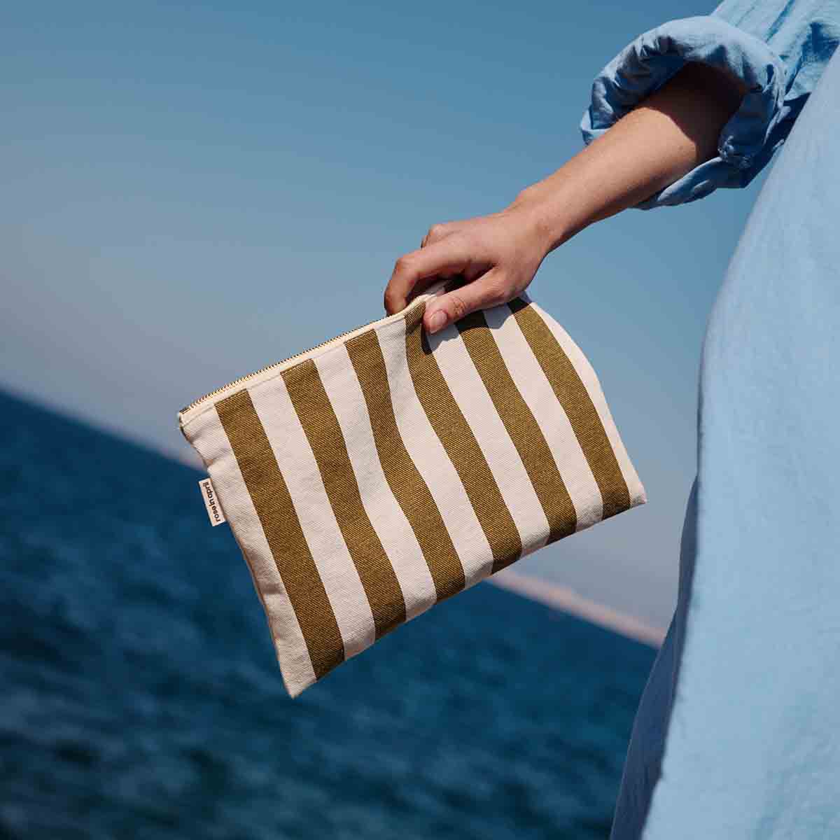 Lili Pouch Stripes Olive/Greige - Rose in April - slika 2