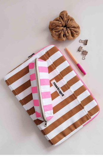 Navlaka za laptop Stripes Ecru / Caramel - Rose in April
