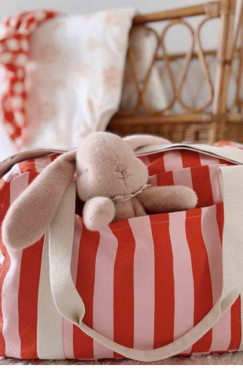 Raphael Weekend Bag in Stripes Tomato / Candy Pink -Rose in April