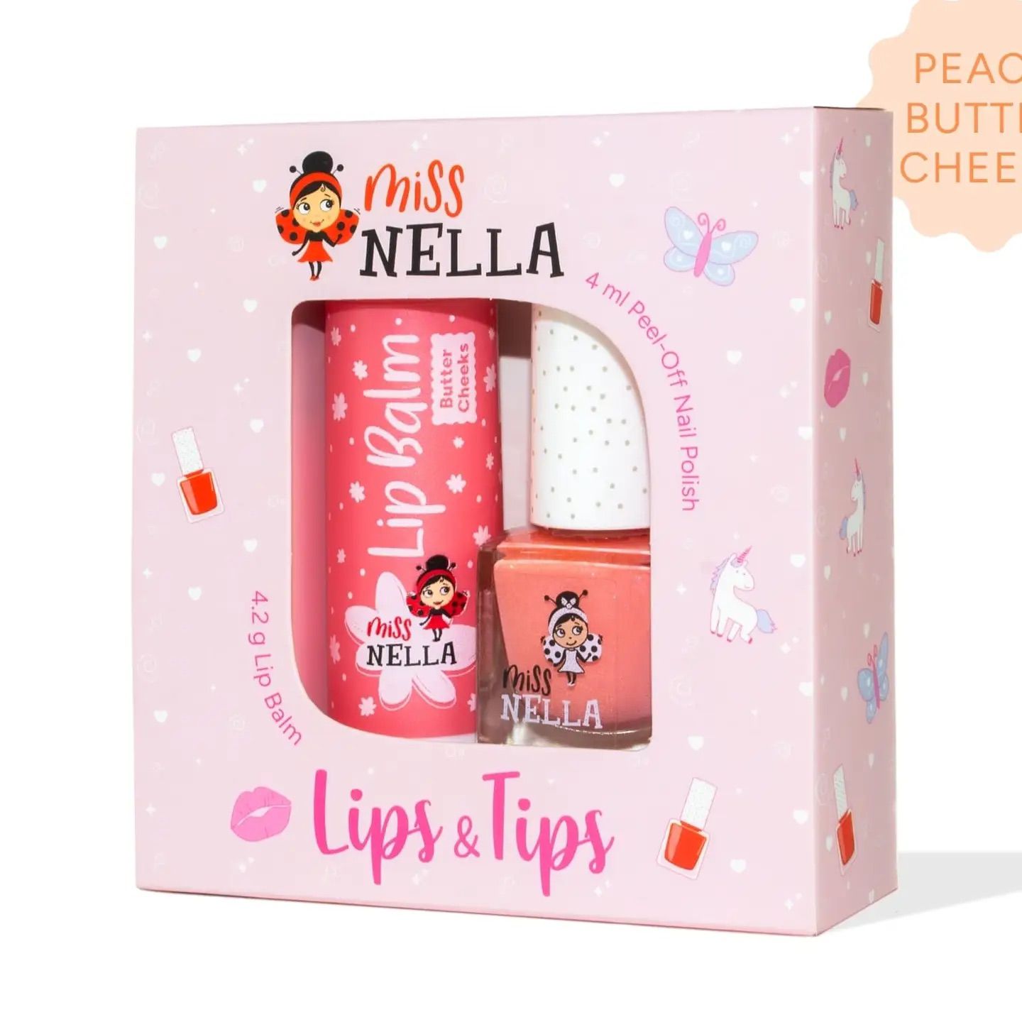Miss Nella “Lips & Tips” Kids Set — siguran i zabavan kozmetički set za djecu : Peach/Butter - slika 2