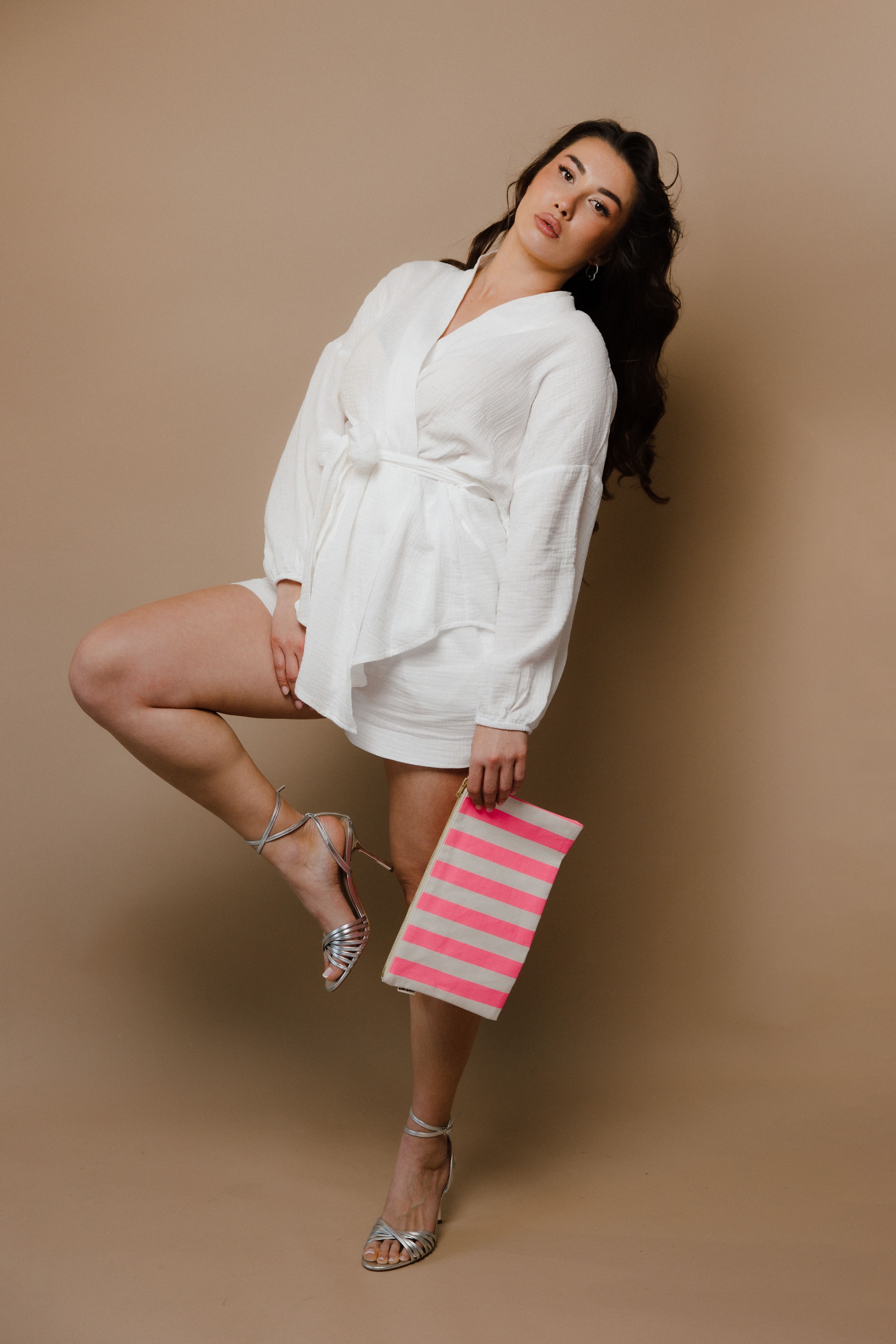 Aura Short Kimono – White - slika 2