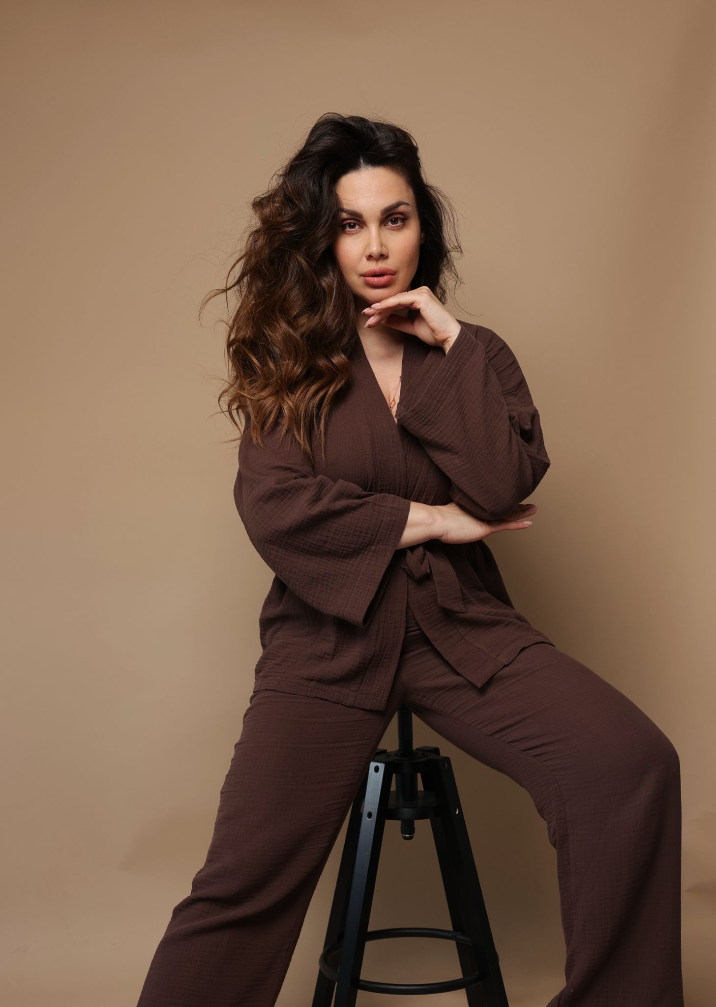 Élan Cotton Kimono Set Brown - slika 2