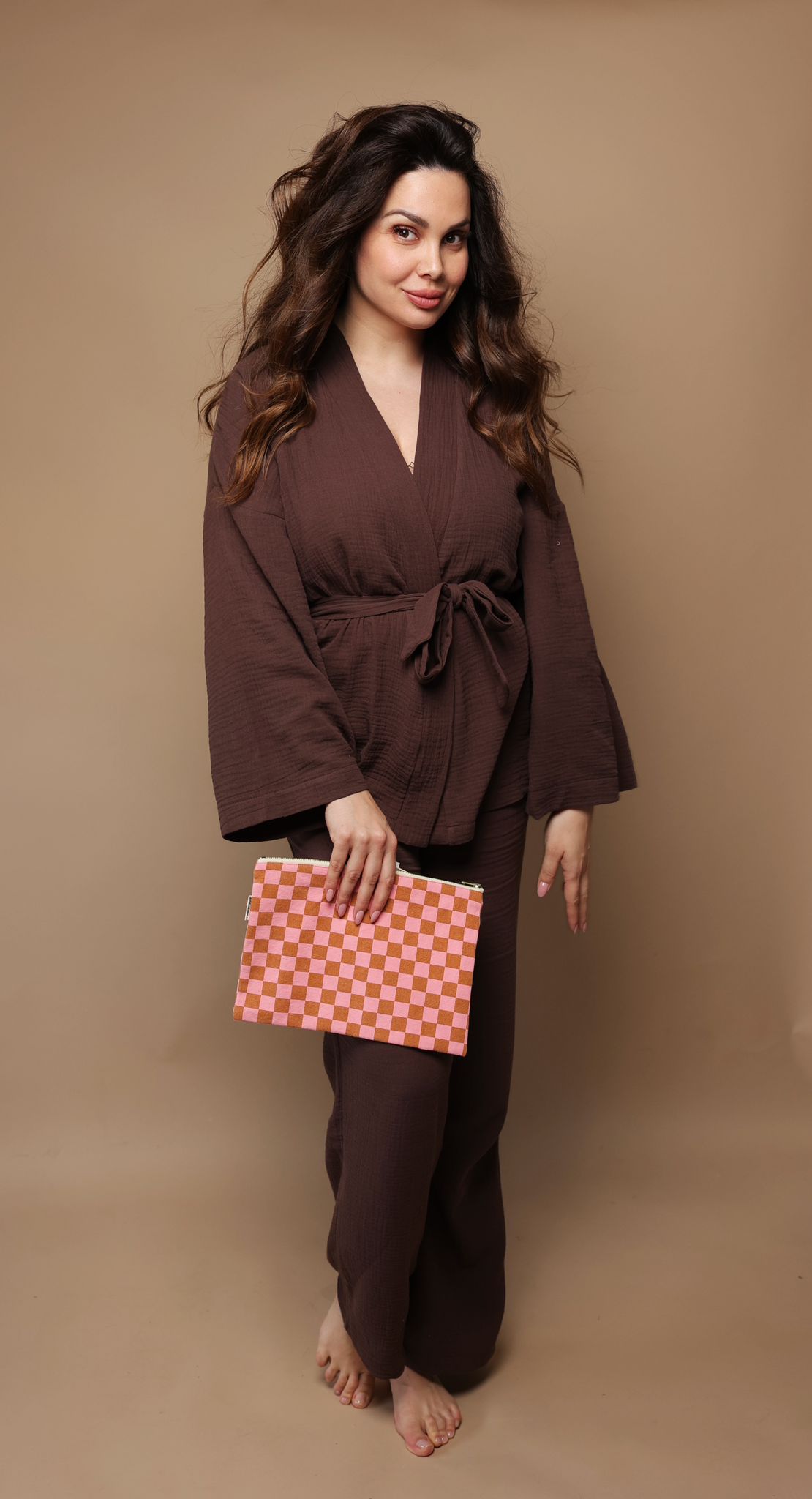Élan Cotton Kimono Set Brown - slika 4