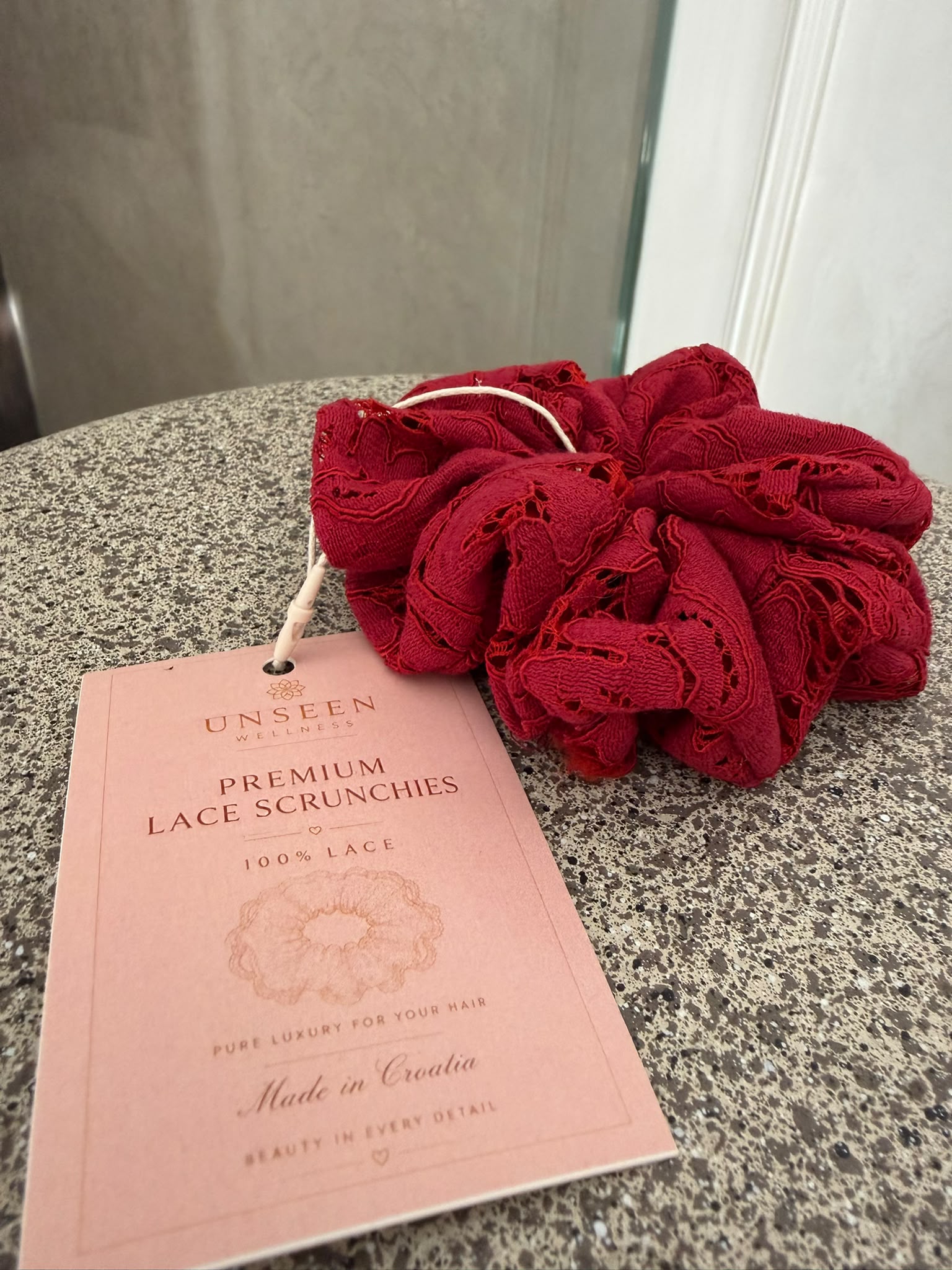 Red lace Scrunchie XL - slika 2