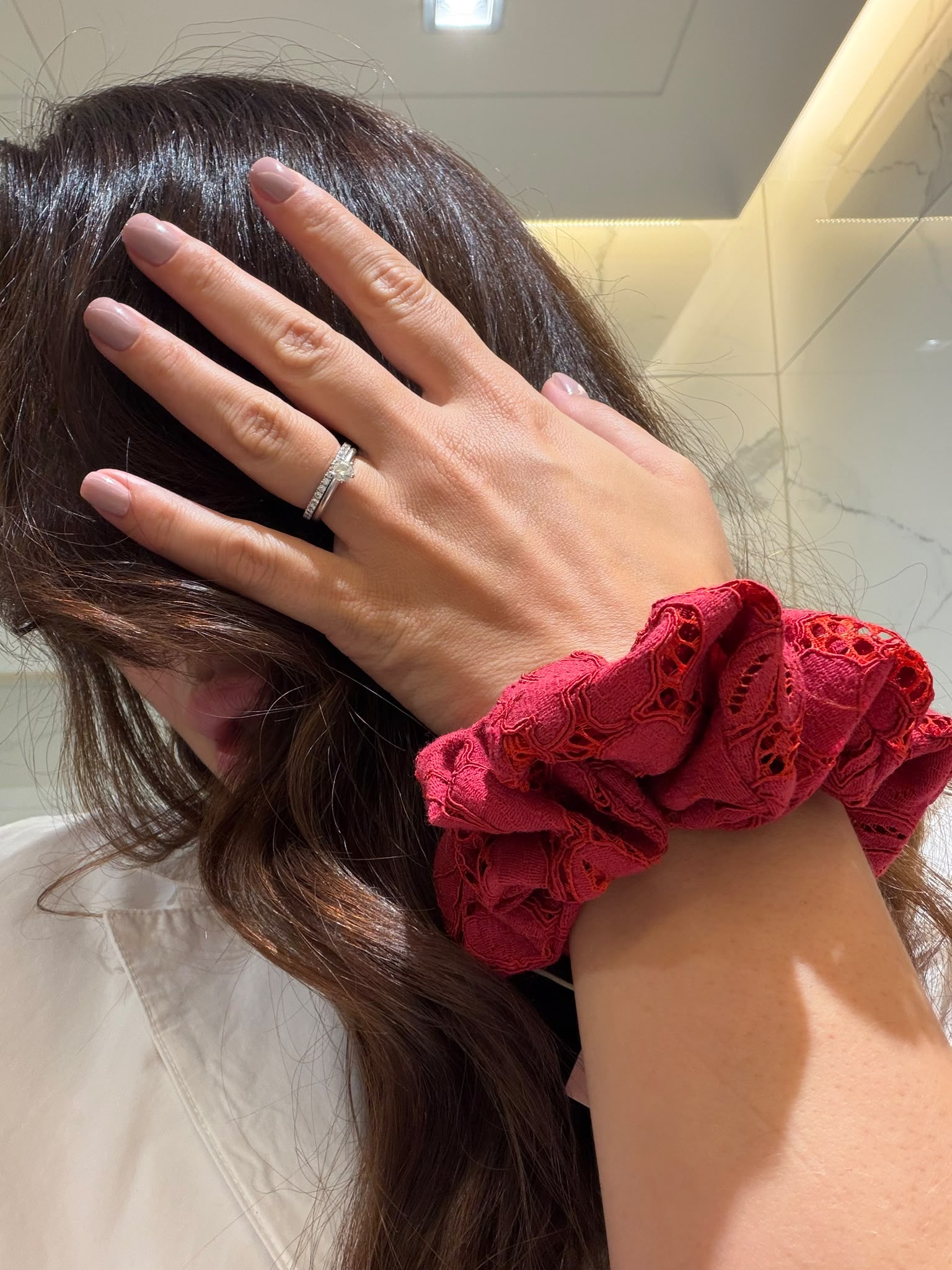 Red lace Scrunchie XL - slika 5