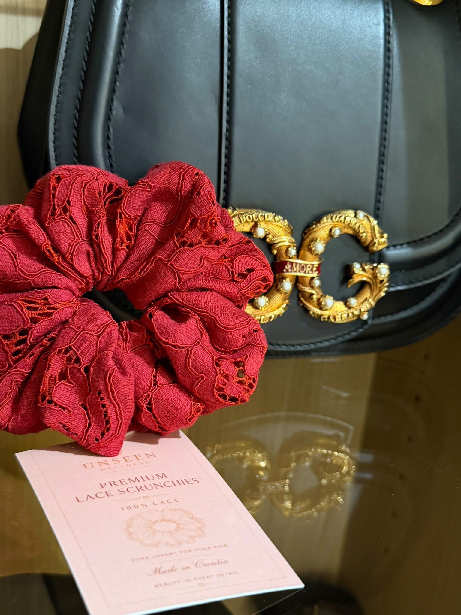 Red lace Scrunchie XL - slika 6